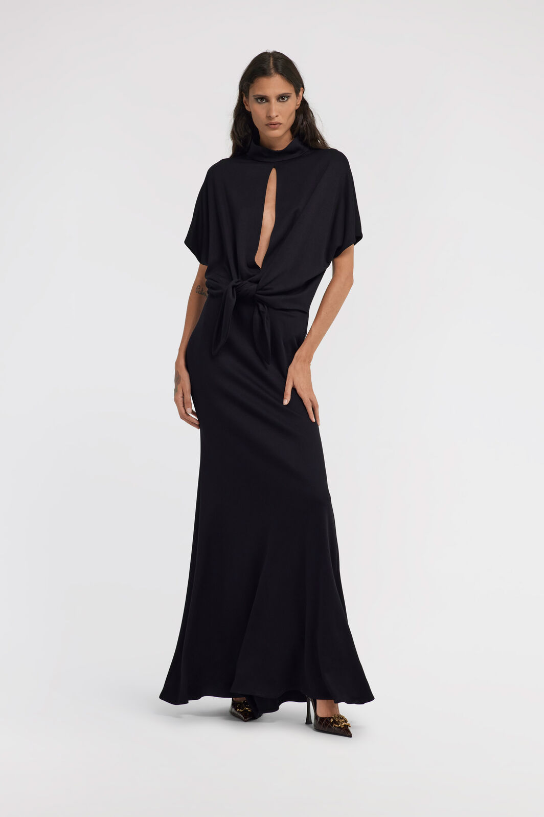 RC Long dress with knot Black TWT117-JE040